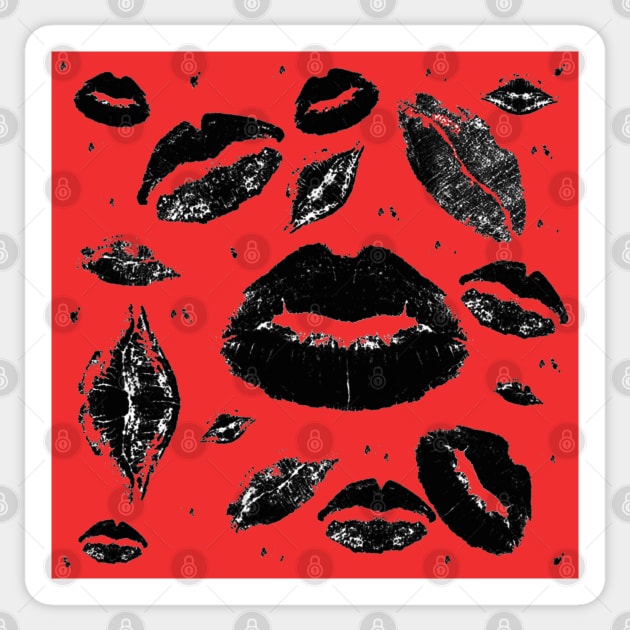 Kisses All Over (Black & Red) Sticker by BlakCircleGirl